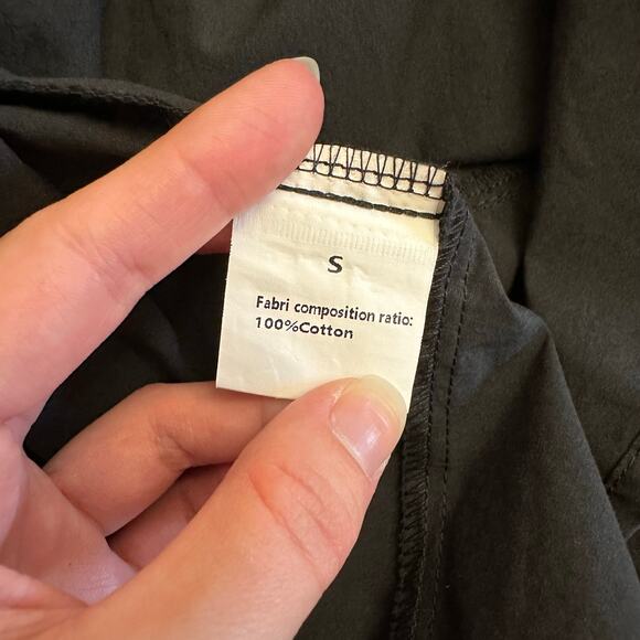 Black Cotton Collared Drop Waist Shirt‎ Dress Women’s S Long Sleeve Ruffle Hem - Picture 2 of 7